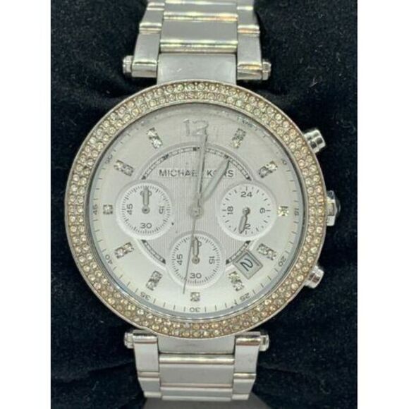Michael Kors MK5353 Women's Watch Silver Dial Stainless Steel Chronograph D744 - Picture 1 of 9